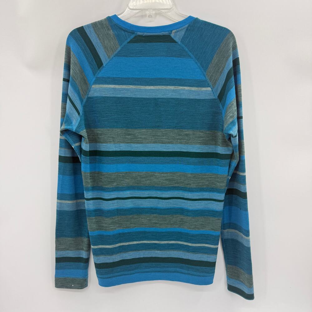 SMARTWOOL Wool Blend Long Sleeve Knit Shirt Womens Size L Striped Crew Neck - Picture 2 of 6